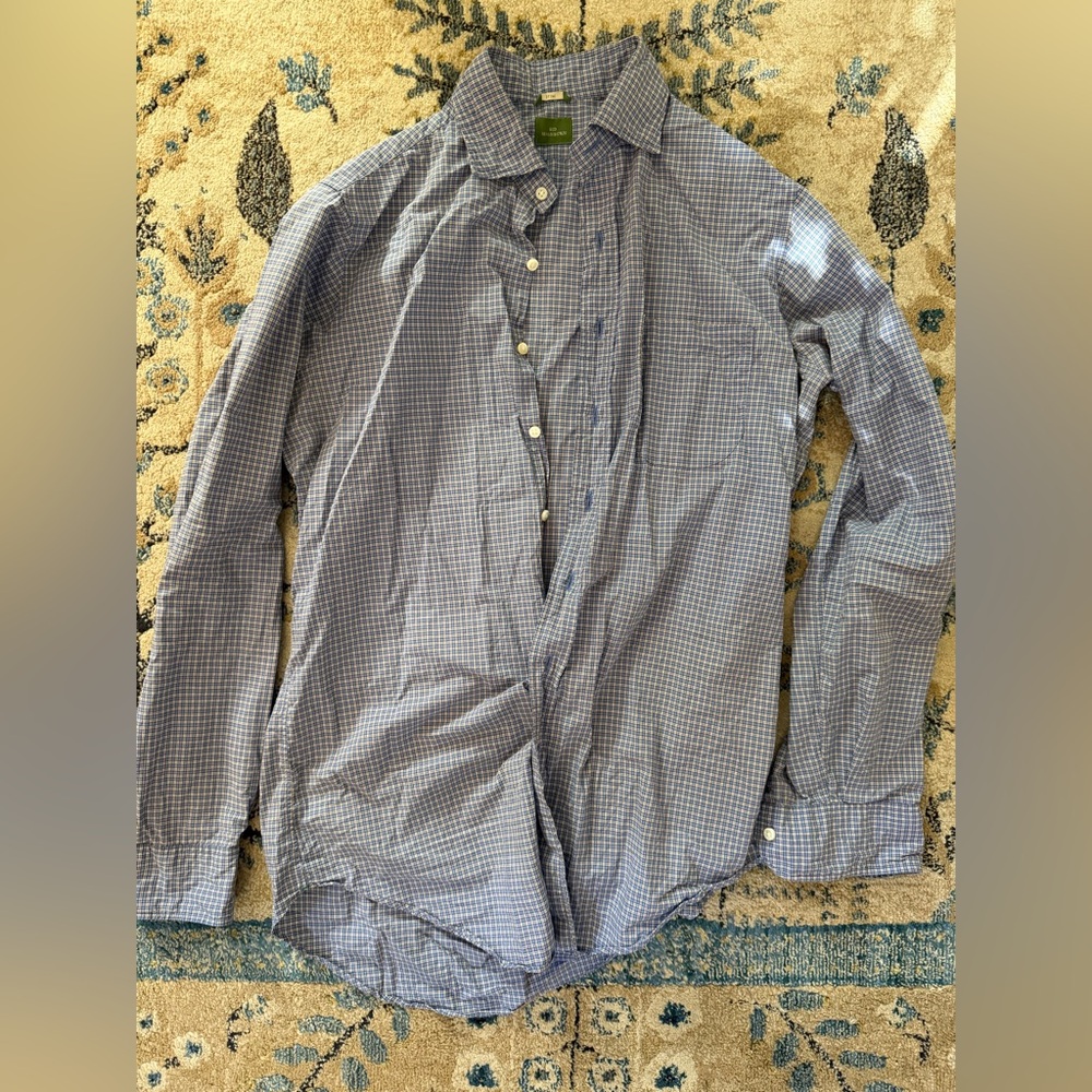 Sid Mashburn Navy and White Checkered Shirt